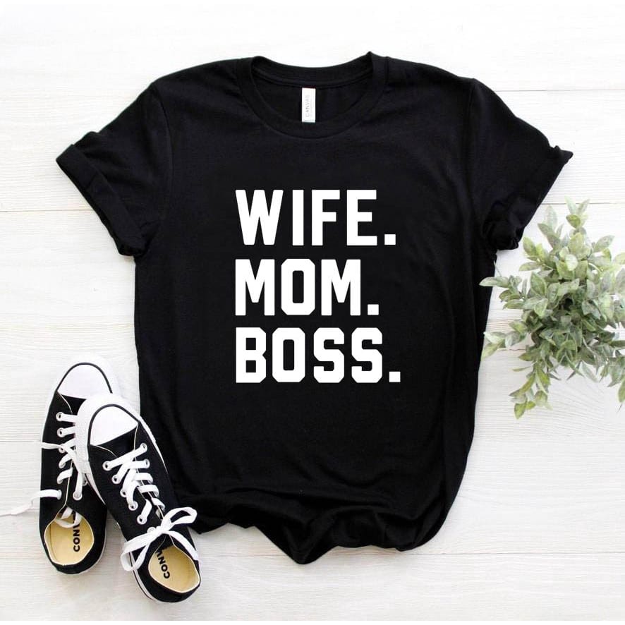 MYSTIQUE.ID-BAJU KAOS WIFE MOM BOSS  T-SHIRT LUCU DAN AESTHETIC