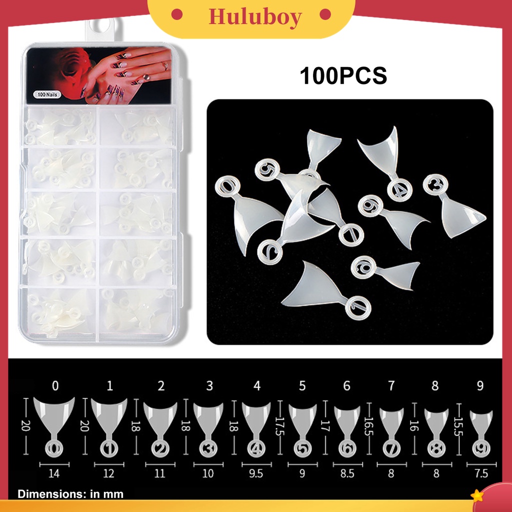 Huluboy Huluboy♡ 100pcs Kuku Palsu Extension Model Pendek Gaya Perancis Untuk Kecantikan