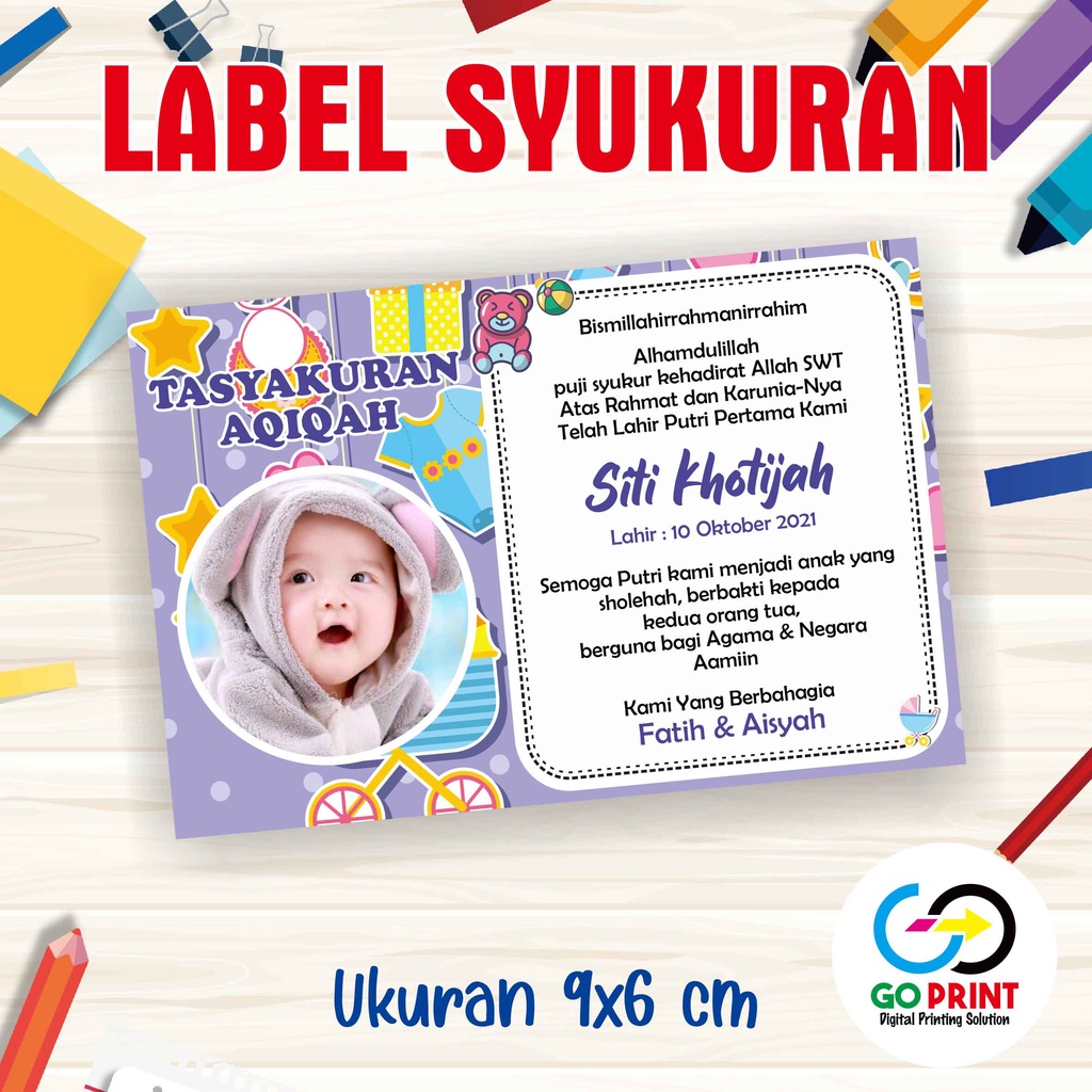

Stiker Label Syukuran Aqiqah Kelahiran Anak Custom