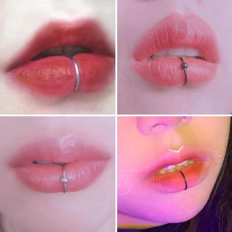 【COD】Cincin Bibir Non-Meninju Kuku Bibir Palsu Tren Kepribadian Cincin Bibir Kuku Lidah Aksesoris Keren Untuk Pria Dan Wanita