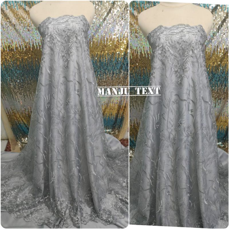 Kain - bahan tile renda mutiara /bahan tille mutiara/cocok untuk dress gaun pesta dll PROMO TERMURAH