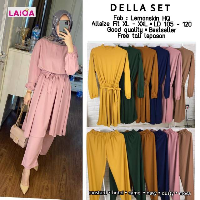 SETELAN MUSLIM DELLA BY LAIQAI/SETELAN MURAH KECE KEKINIAN
