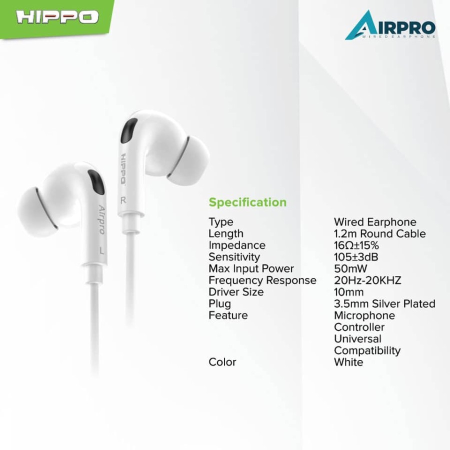 Headset With Mic HIPPO AIRPRO Headset Stereo Earphone Jack 3.5mm