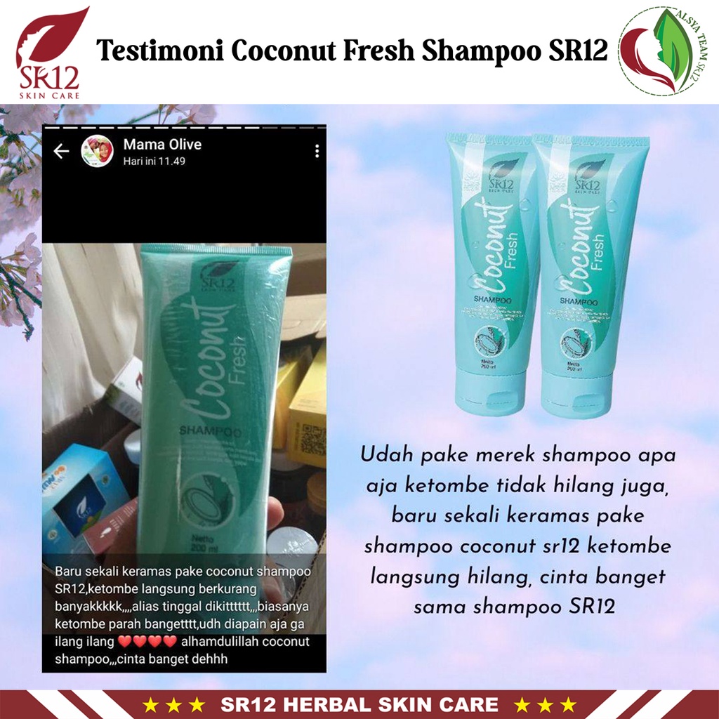 Shampo SR12 | Coconut Fresh Shampoo &amp; Alorise Shampoo | Shampo Anti Ketombe &amp; Shampo Anti Rontok | Shampoo &amp; Conditioner | SR12 Herbal Skincare Original