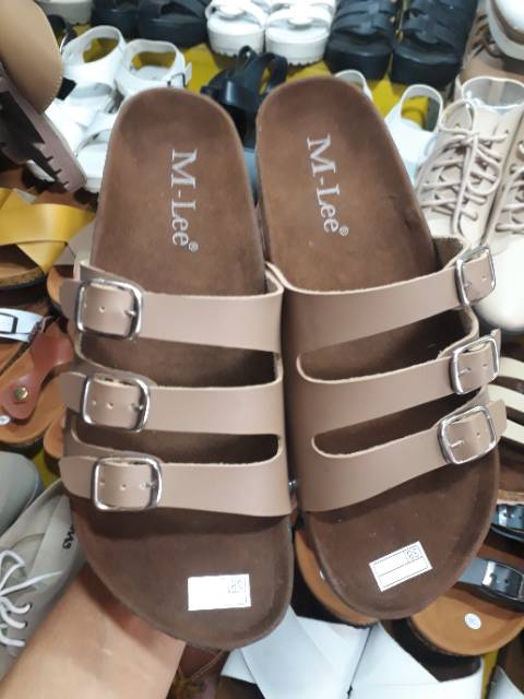 SB - SHELLA Sandal Flat Wanita Footbed - Putih/Hitam/Krem/Coklat