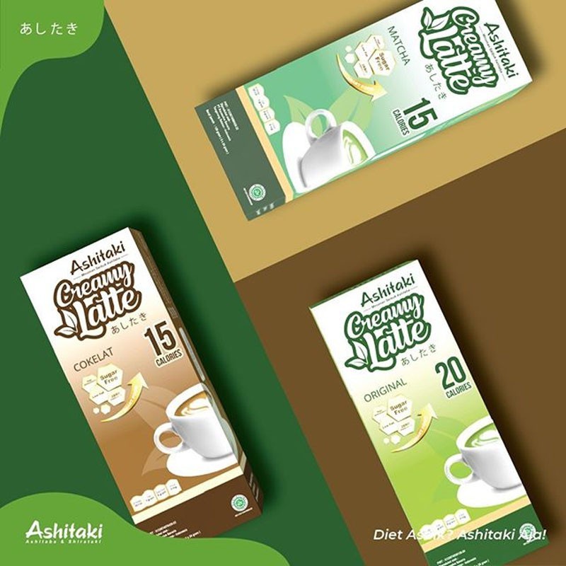 ASHITAKI Creamy Latte 120g - Minuman Diet Rendah Kalori - Original / Coklat / Matcha - Minuman Serbuk Ashitaba Bubuk Antioksidan Stevia