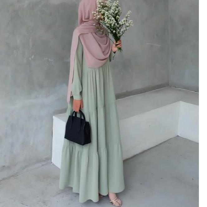 Siap Kirim.. Gamis crinckle Belva dress syar'i homedress moderen