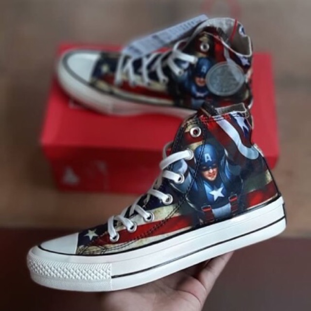 [BONUS KAOSKAKI] BISA COD DISKON SEPATU SNEAKERS CONVERSE MOTIF BATMAN CAPTAIN AMERIKA ONE PIECE