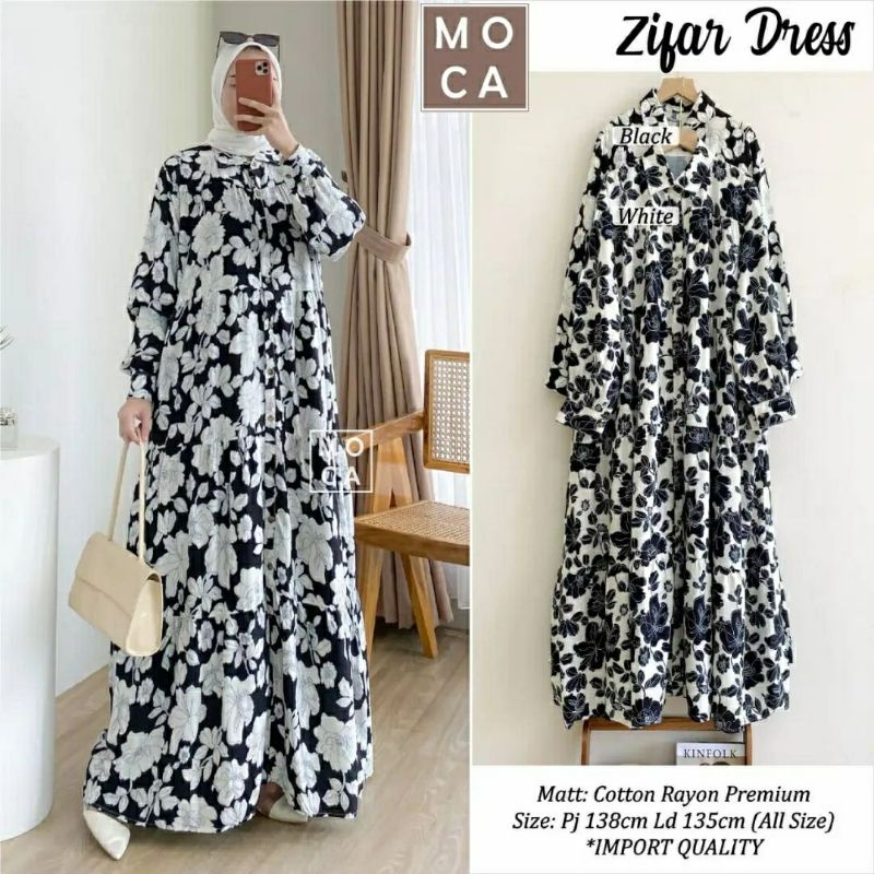 Zifar Dress, GAMIS MUSLIM CANTIK JUMBO FIT XXXXL LD 136 BAHAN KATUN RAYON PREMIUM TERMURAH OOTD