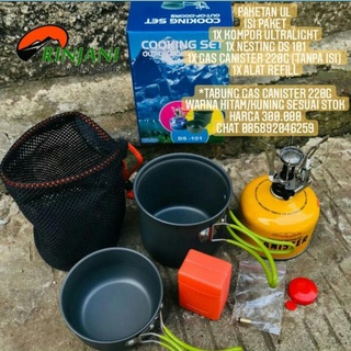 Jual Paket Cooking Set Kompor Ultralight Nesting DS 101 Tabung Canister