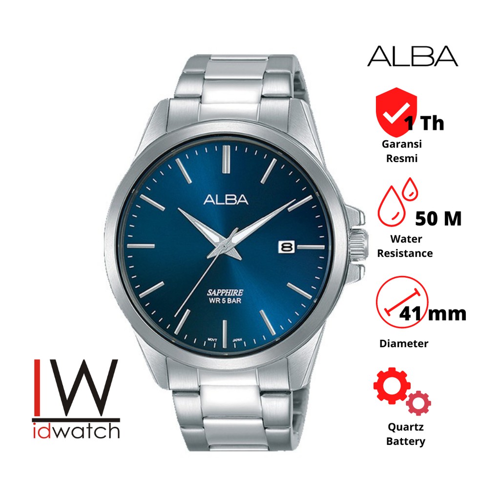 Alba AS9J11X1 Jam Tangan Pria Original AS9J11 Cowok Klasik Strap Rantai Stainless Steel