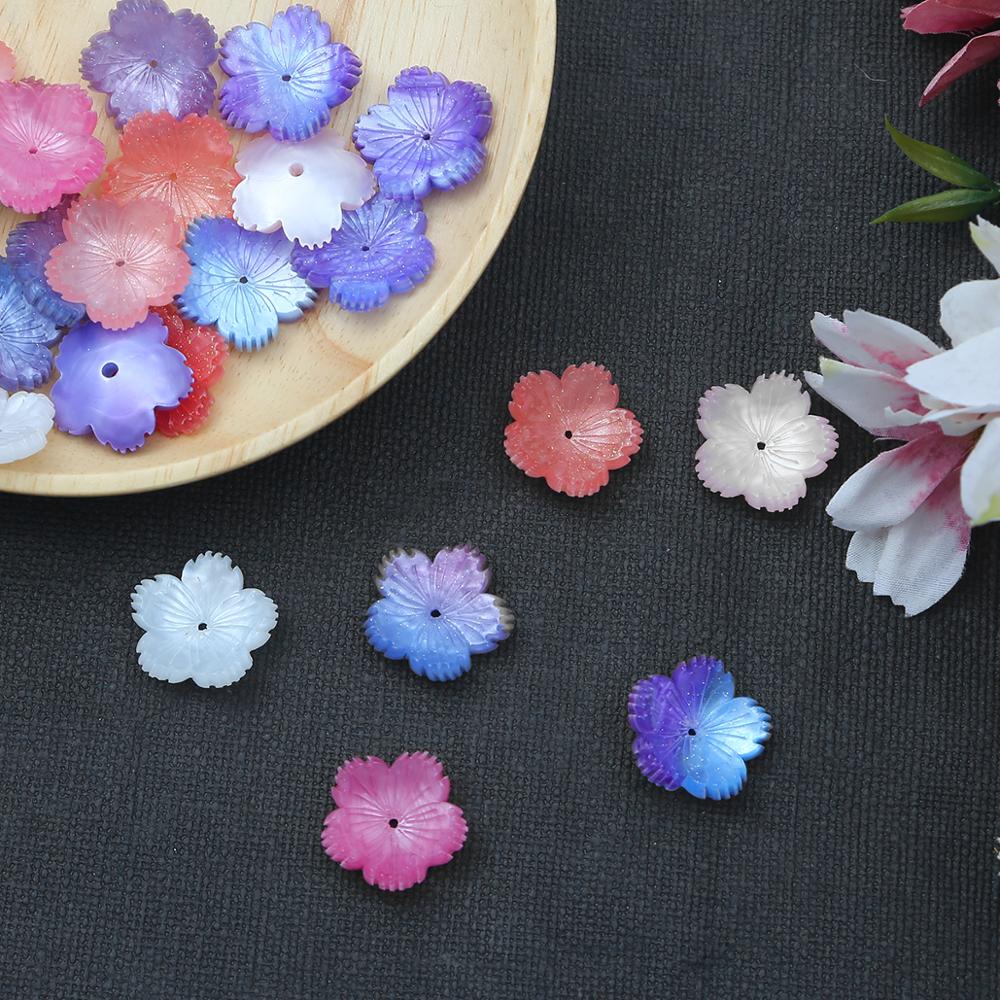 10pcs 19mm Imitation Shell Plum Blossom Beads Acrylic Acetate Flower Petals Spacer Beads For DIY Jewelry Making Hairpin Bracelet