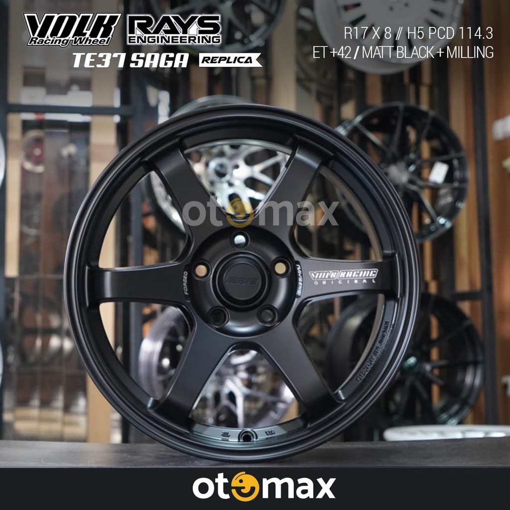 Velg Mobil Volk Rays TE37 Saga Ring 17 H5 Matt Black+Milling