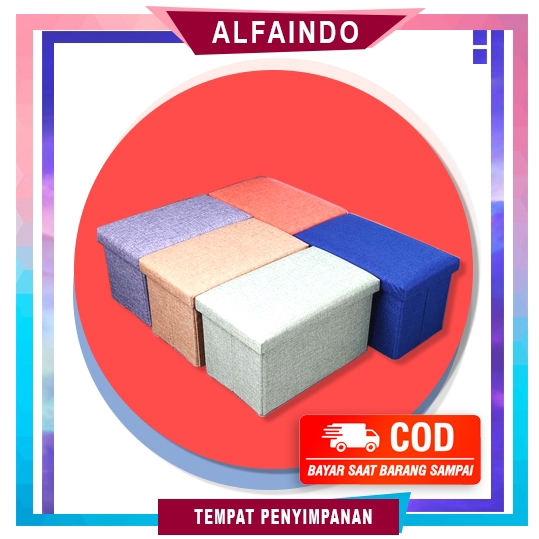 Alfaindo Box penyimpanan Multifungsi Kursi Stool Tempat Mainan Sepatu Buku Bahan Cotton SB014