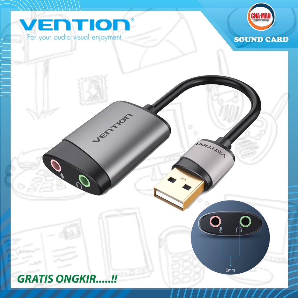 Vention USB Sound Card External Adapter for Windows Mac Linux CDK