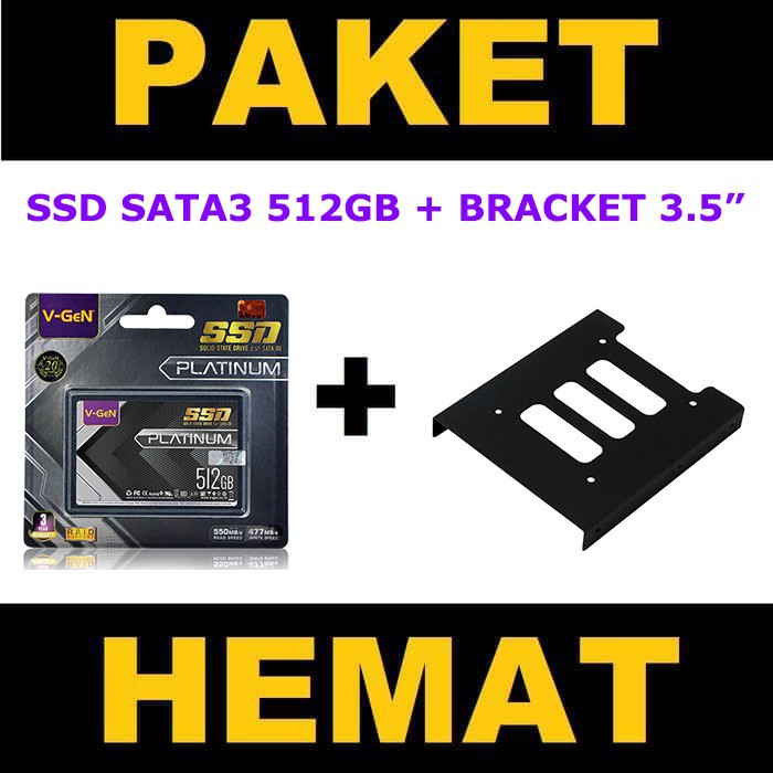 SSD 512GB SATA 3 V-GeN + HDD Bracket 3.5&quot; Inch for PC Breket Desktop