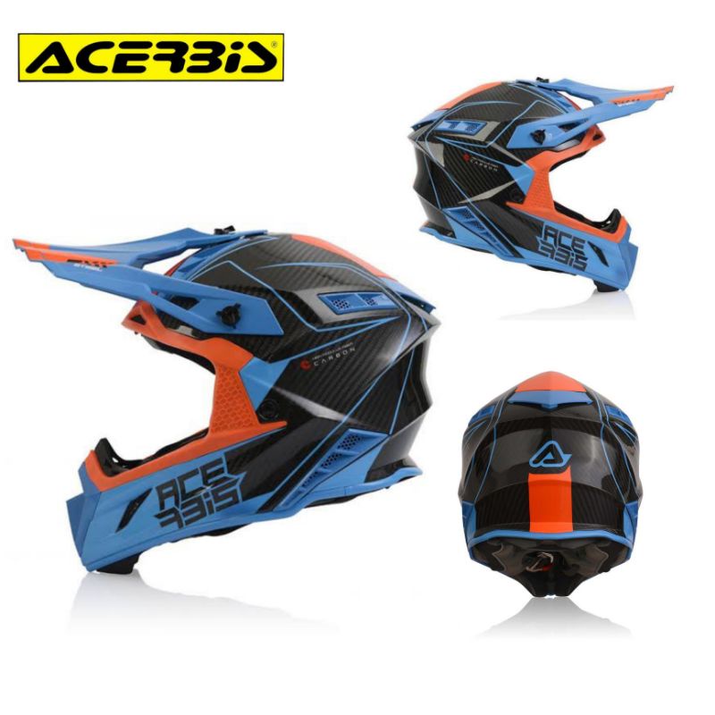 HELM ACERBIS STEEL CARBON IMPACT 950 GRAM BLUE ORANGE HELM ACERBIS CARBON ORIGINAL