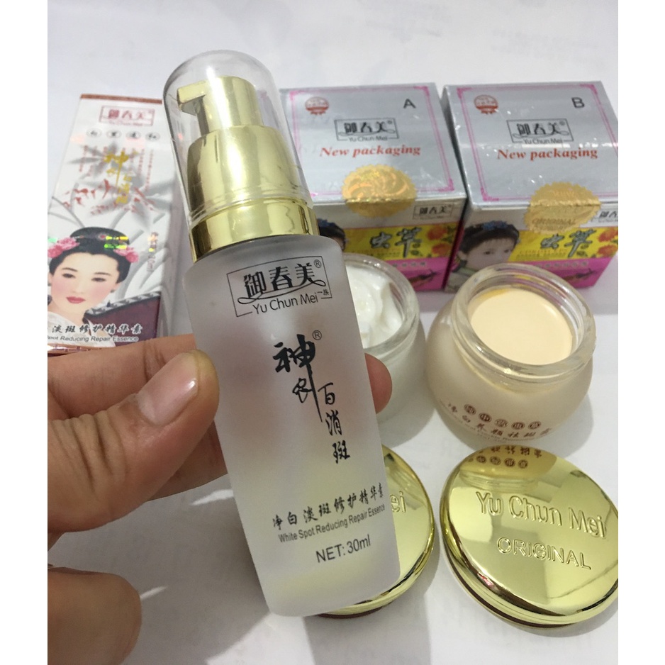 Paket Hemat 3 in 1 Cordyceps Day Night Cream &amp; Serum Essence Rumah Cantik 354 Yu Chun Mei Cordysep Herbal Cream Serum Wajah Yuchunmei Cordy Original Asli Import