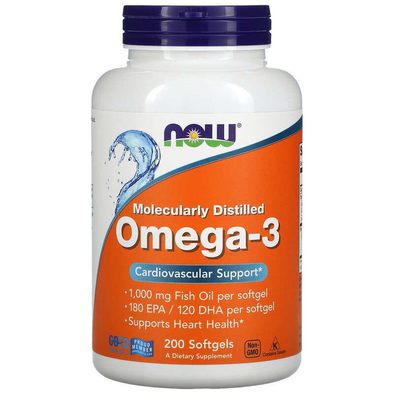 Now Foods Omega 3 1000 mg 180EPA 120DHA Molecularly Distilled