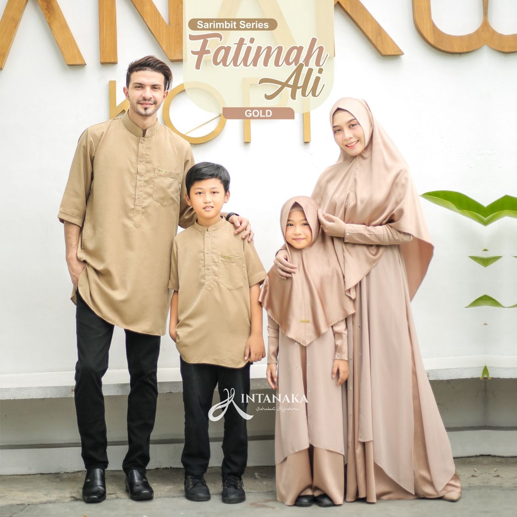 INTANAKA Gamis Exclusive Fatimah Ali Gold Sarimbit Couple Keluarga Lebaran Baju Abaya Koko Kurta set