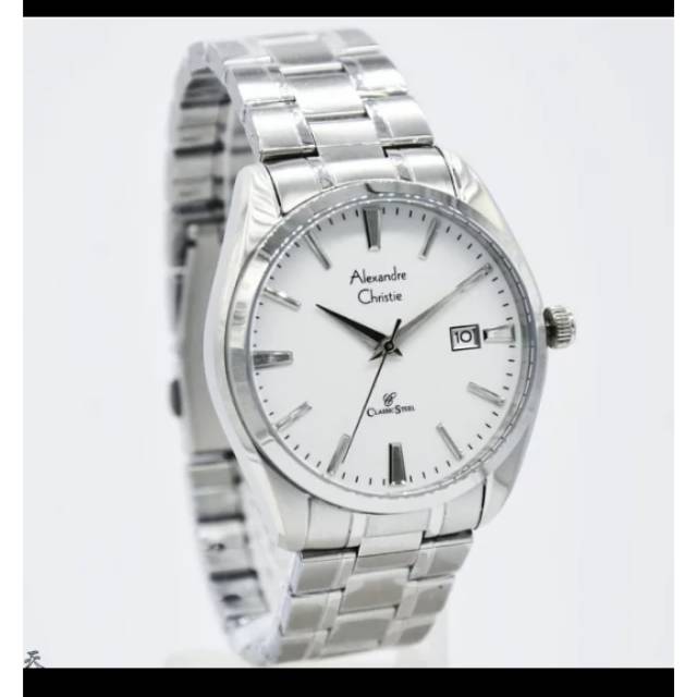 Alexandre christie ac8515 jamtangan pria silver white