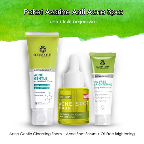Paket Azarine Anti Acne 3pcs - Anti Jerawat - Merawat Jerawat - Pimple Solution - Blemish
