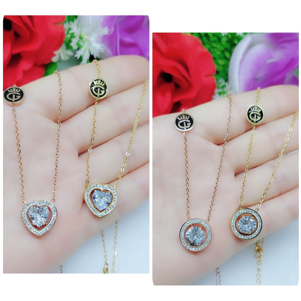 Kalung tirtanium permata perhiasan fashion 0437-0438