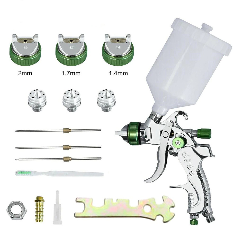 QAGO HVLP Professional Spray Gun Nozzle Airbrush 1.4/1.7/2.0mm - G2008 - Green