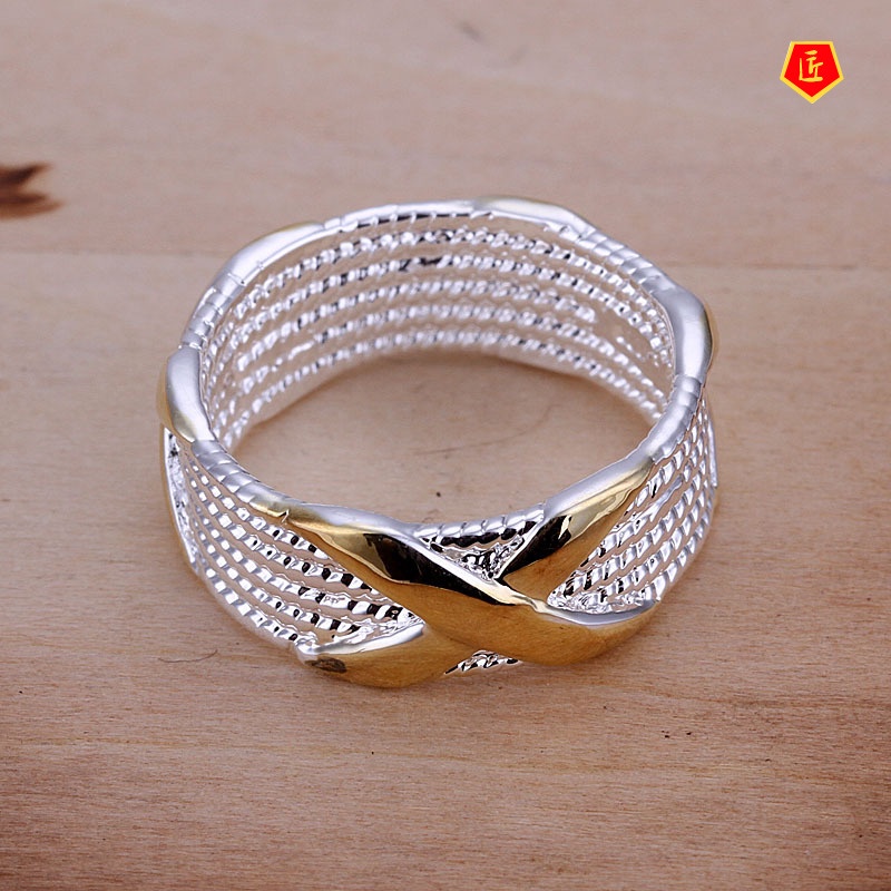 [Ready Stock]Classic Retro Fashion Silver Ring Color Separation