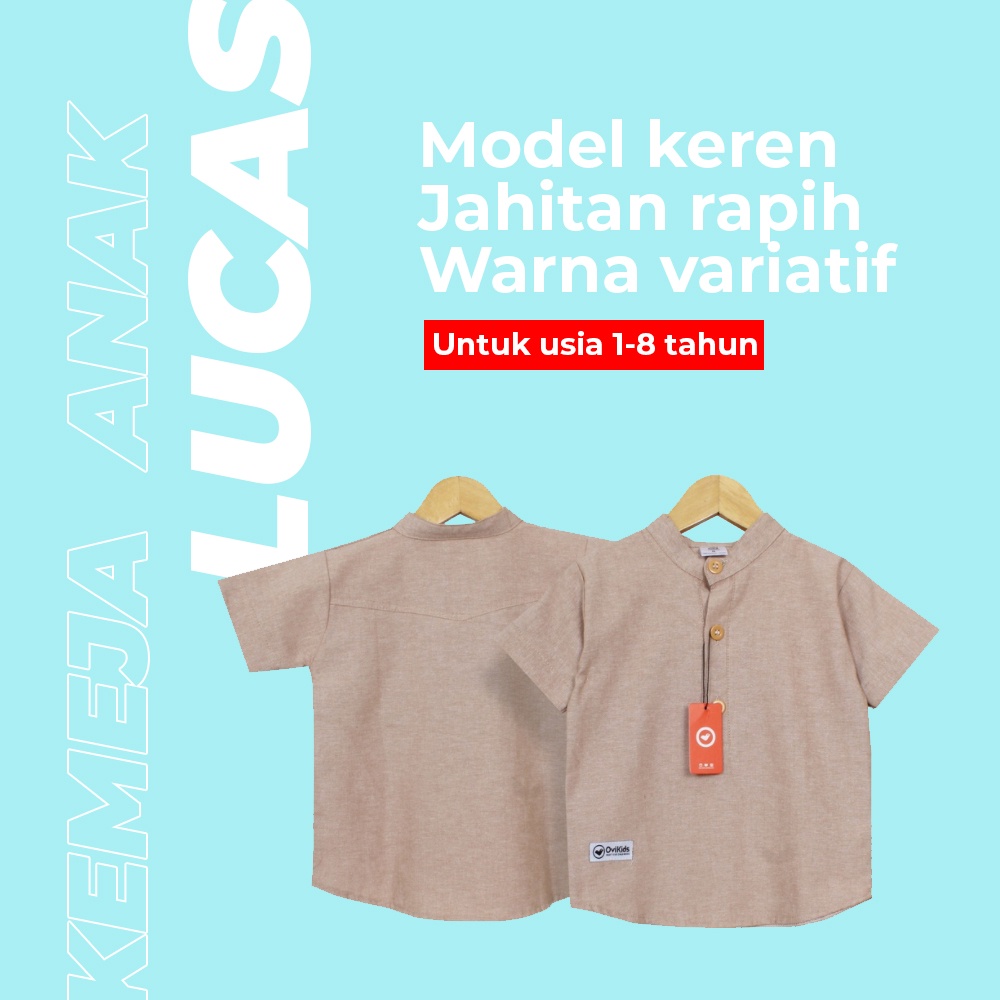 (1 Bulan-8 Tahun) Kemeja Anak Laki | Kemeja Koko | Atasan Lucas