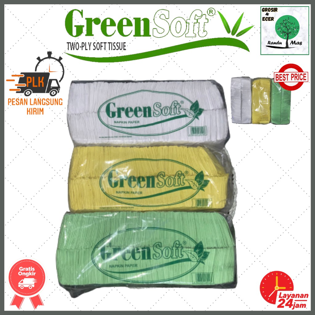 Tisu Makan Potong Lipat 500 Gram Tissue Green Soft Napkin Isi 400 Lembar - Tissu Grosir Ecer Murah