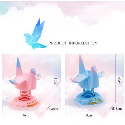 Pajangan Dashboard Mobil ORIGAMI BURUNG KERTAS Per Goyang Plastik PVC