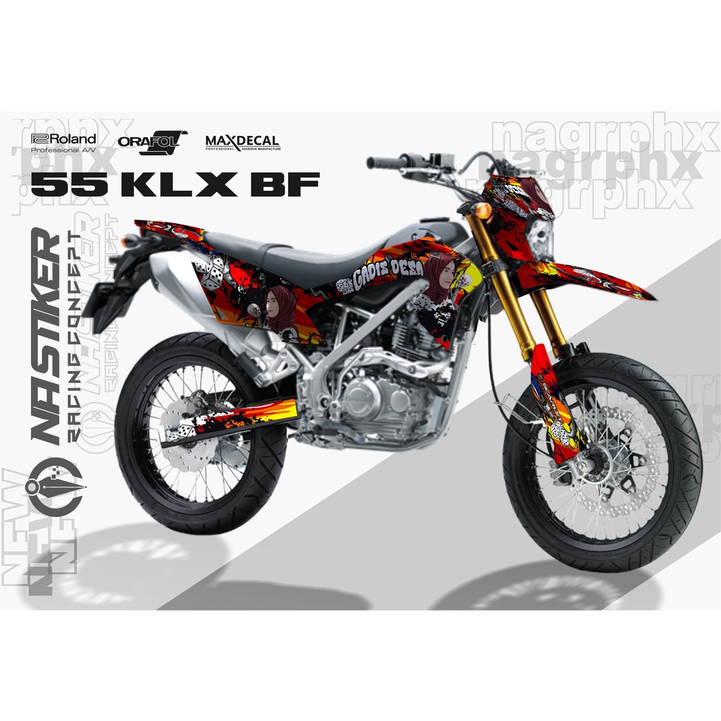 DECAL KLX BF FULBODY GADIS DESA - DECAL KLX MERAH KLX-55