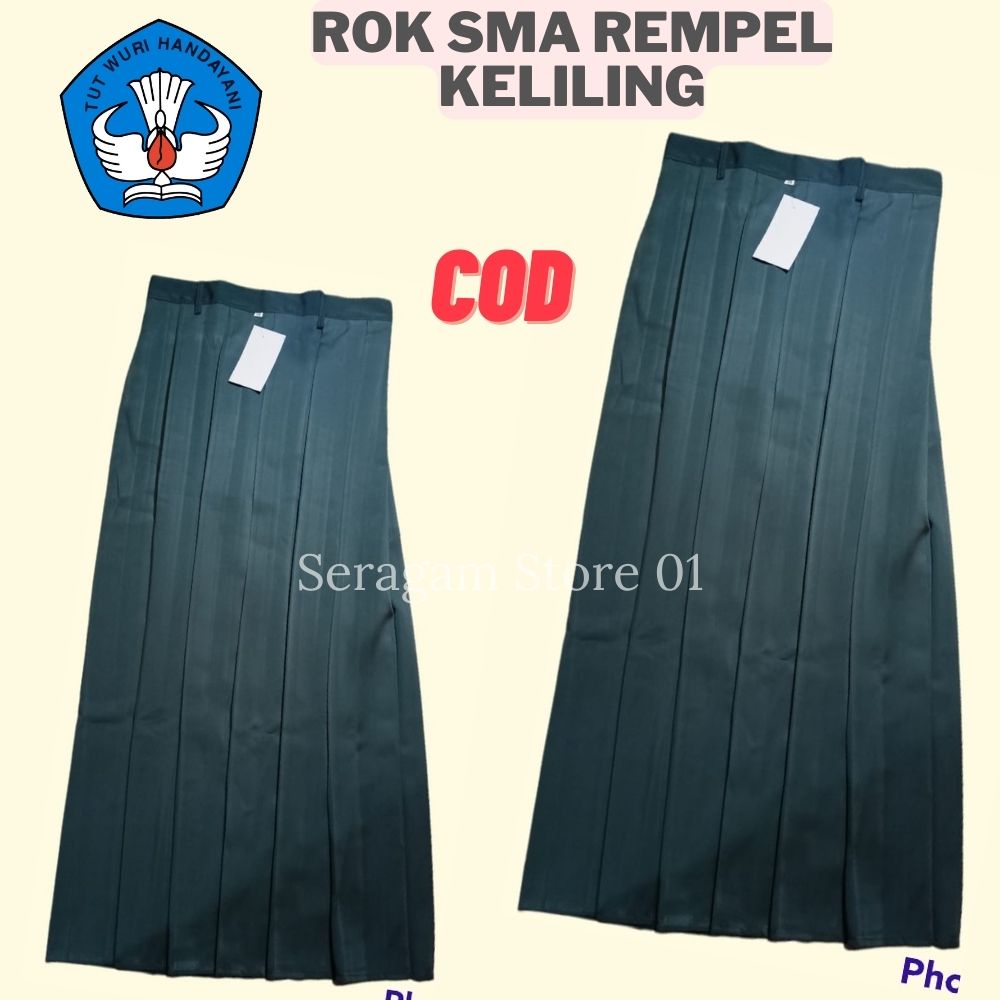 Jual Rok Seragam Sekolah Sma Smk perempuan Cewek Panjang Rempel ...