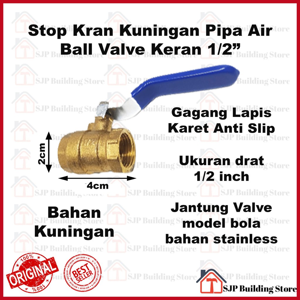 PROMO!!! Stop Kran Kuningan 1/2&quot; YAHOYA l Ball Valve Keran 1/2 Inci Inch