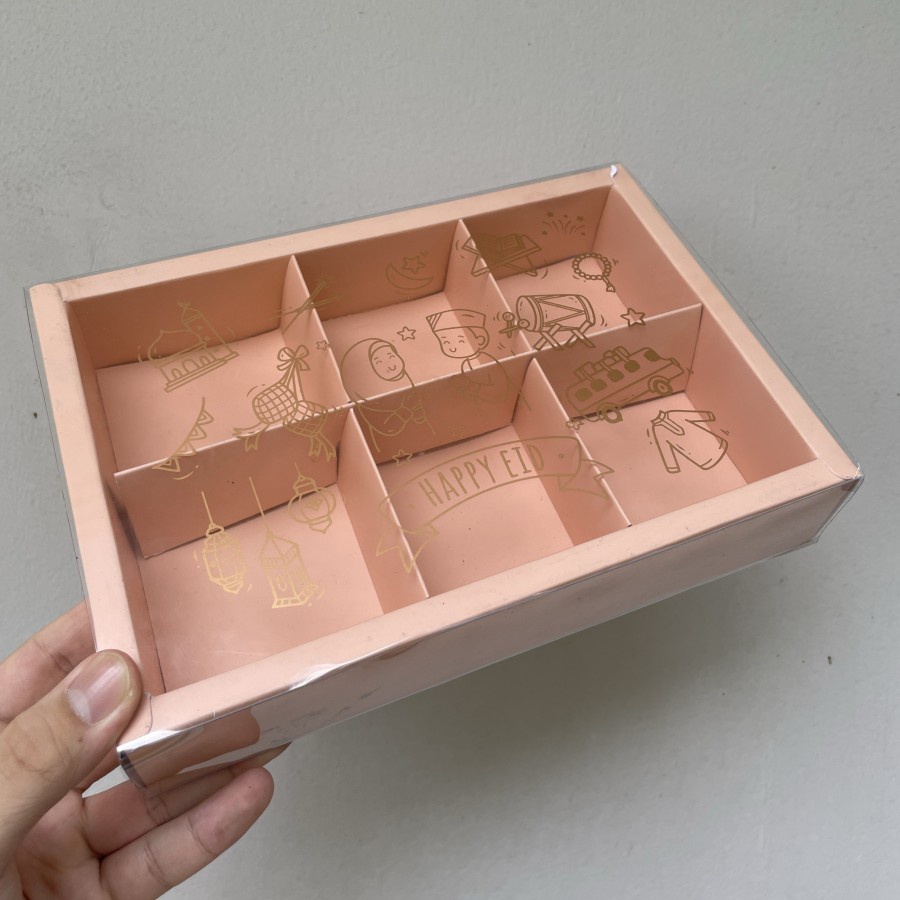 

5 Pcs Box Cake Mika Idul Fitri Kotak Kemasan Dus Kue Eggtart Sekat 6 Pink Packaging Hampers Lebaran EID Mubarak