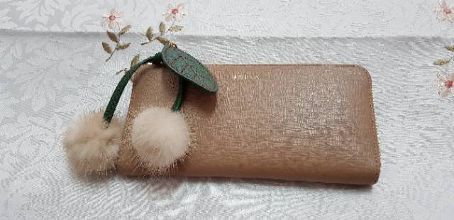 Cherry mink fur bag charm / gantungan tas