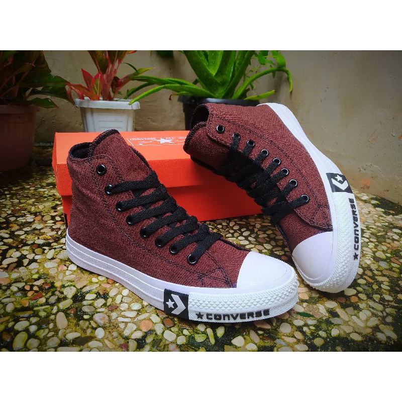 SEPATU SNEAKERS HIGH ALLSTAR  CONVERSE ALL STAR 70S Hight Brown Black Premium