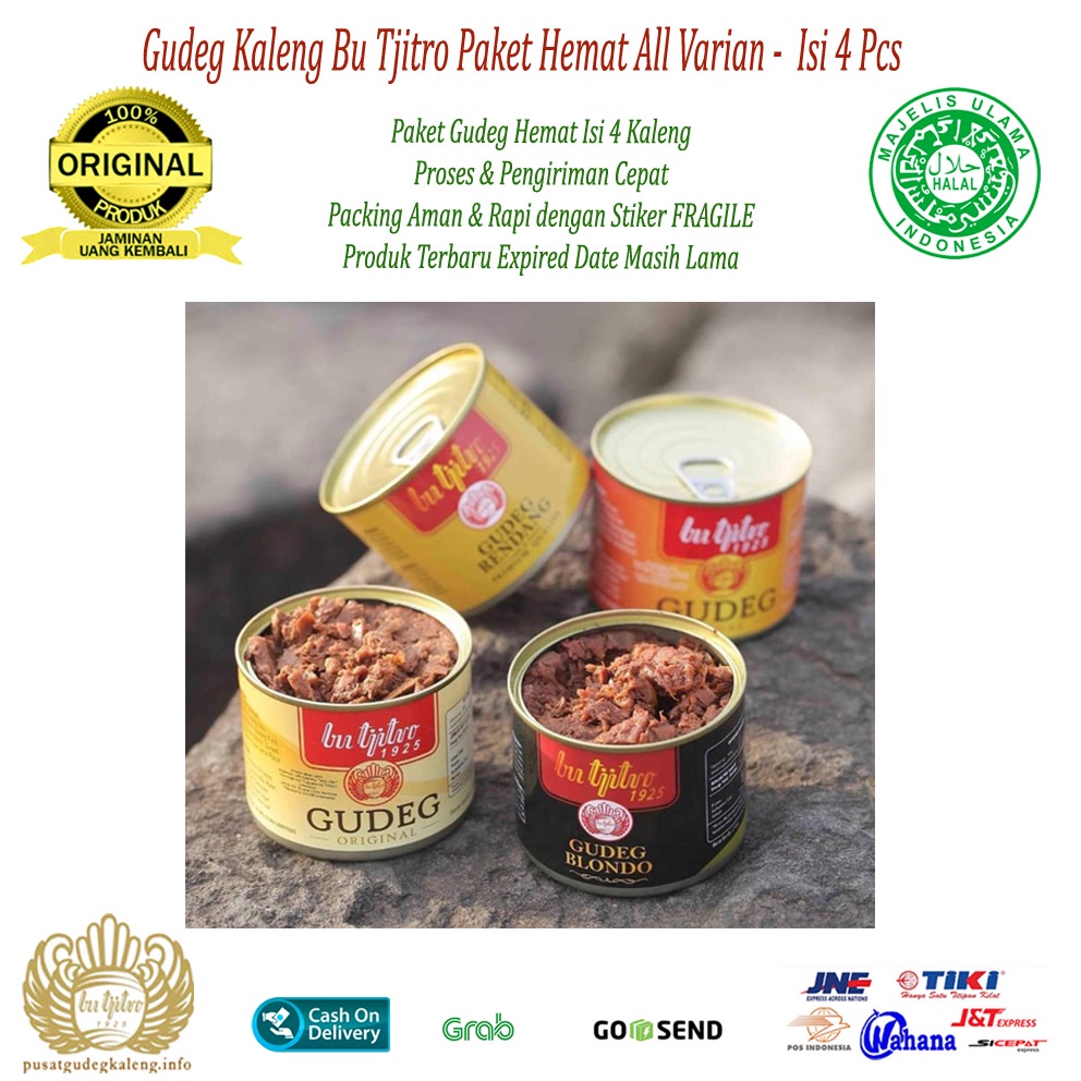 Gudeg Kaleng Bu Tjitro Paket Hemat All Varian - Isi 4Pcs Special Promo