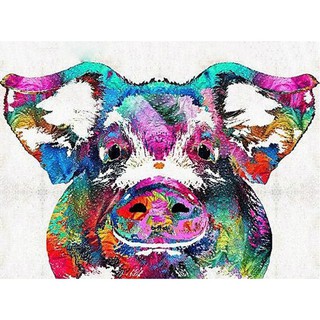 5d Diy Diamond Painting Colored Pig Head Diamond Christmas Gift Diamond Picture Home Decor