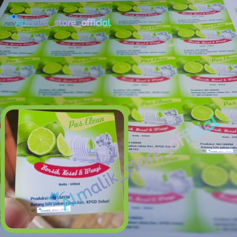 

stiker label custom sabun cuci piring cair bubuk anti air toko