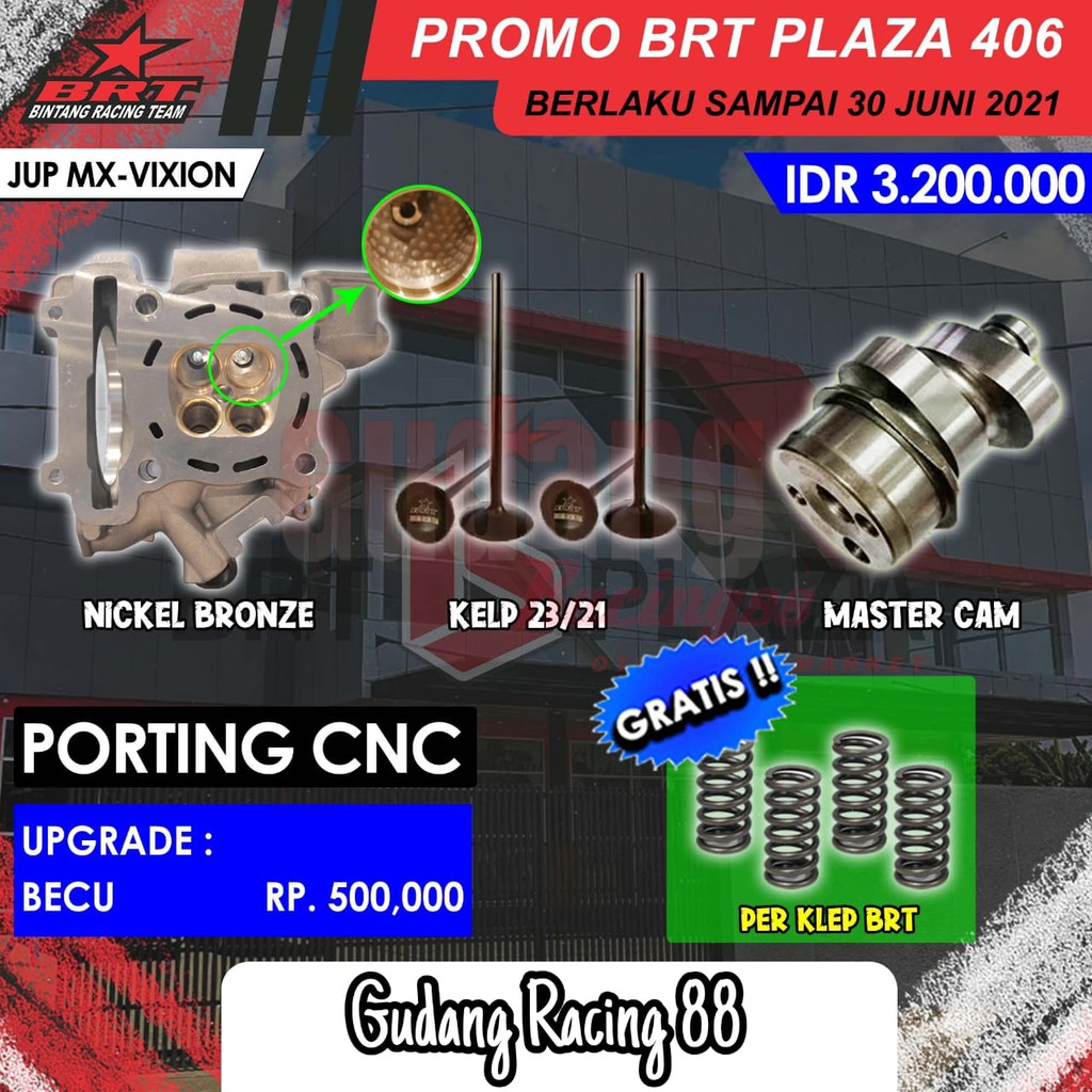 (GR88) PAKET SUPER CYLINDER HEAD MODIF HEAD BRT JUPITER MX / VIXION + MASTER CAM NOKEN AS