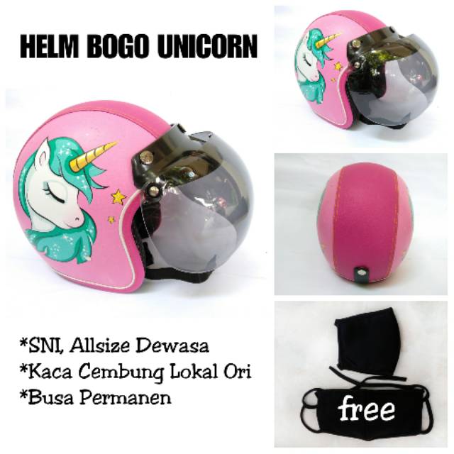 HELM BOGO UNICORN DEWASA WARNA PINK