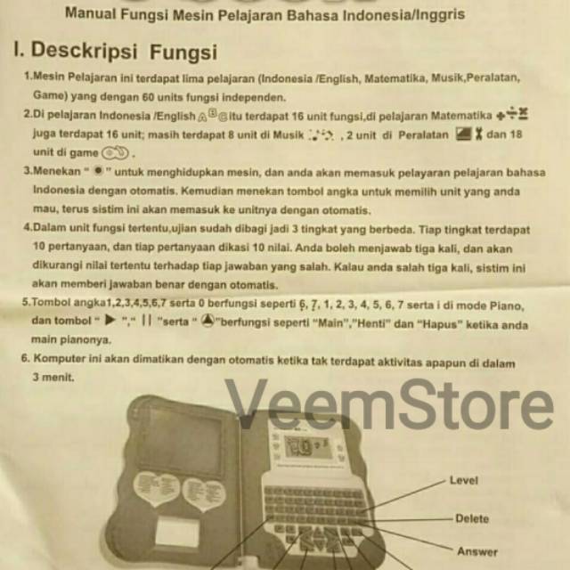 Mainan Edukasi Laptop model Ebook dgn 60fungsi, bahasa inggris-indonesia.-1