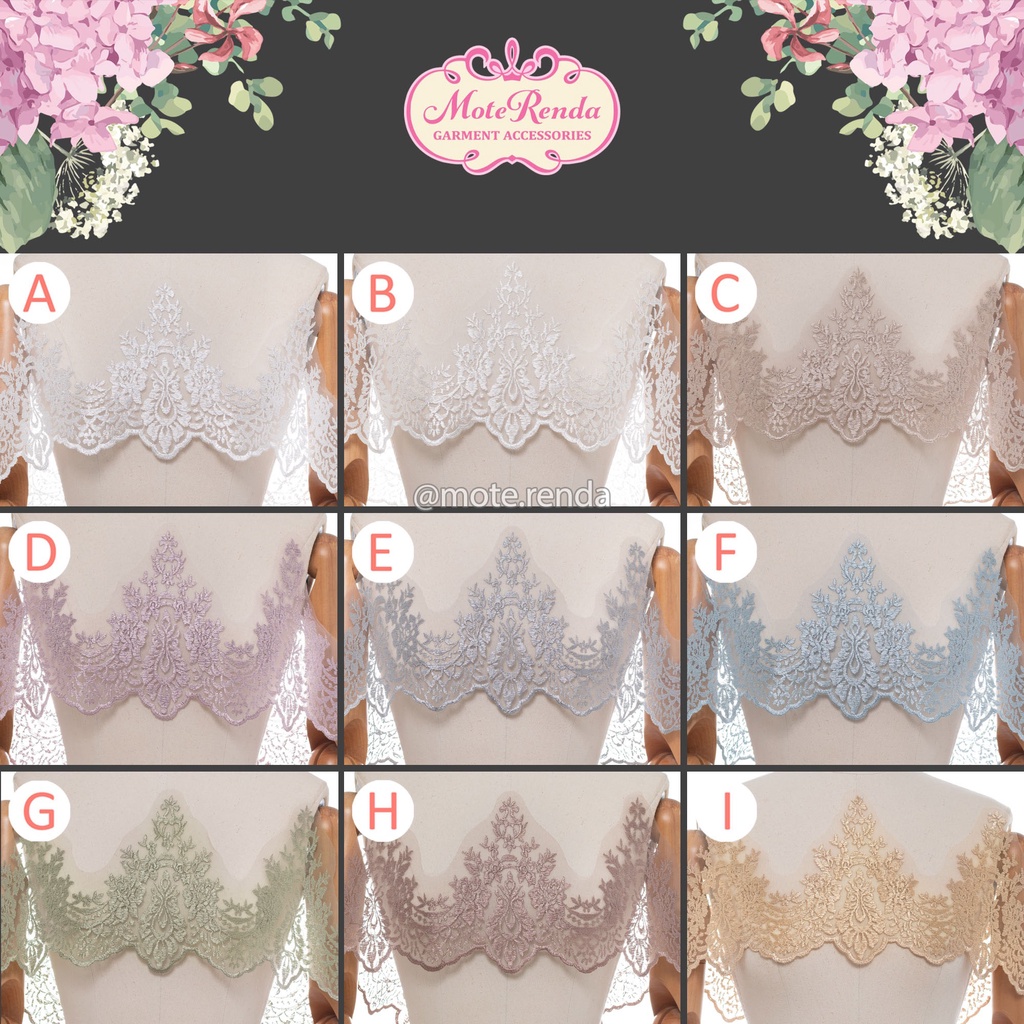 Renda lace lebar 20cm (harga per 50cm), kode 5LKB2001