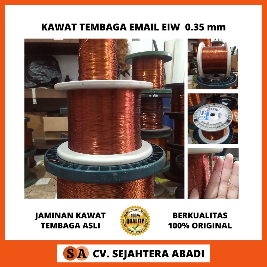 JAMINAN KAWAT TEMBAGA ASLI MERK EIW Kawat Tembaga Email Ukuran Tebal Kawat 0.35 0,35 mm 0.35mm 0,35m