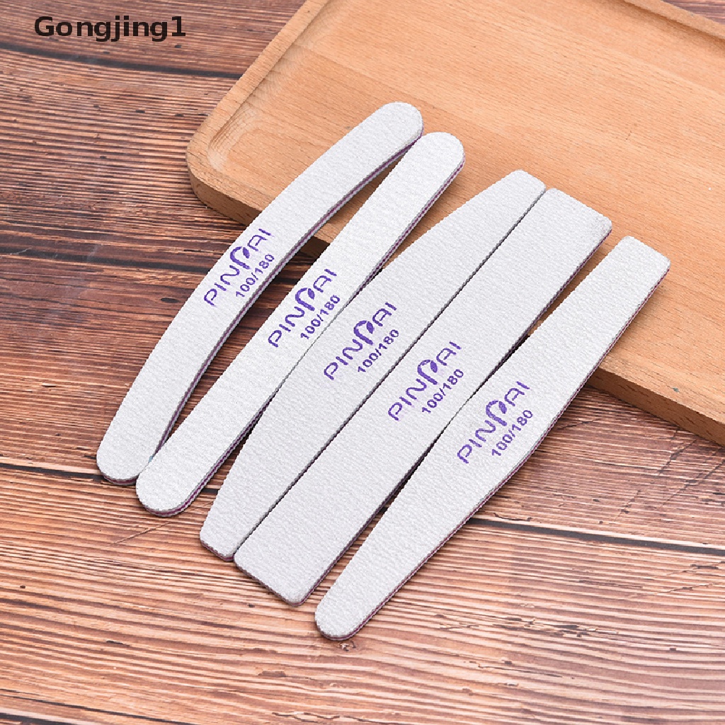 Gongjing1 5Pcs Balok Buffer Amplas Kuku 100 / 180 Untuk Manicure / Pedicure