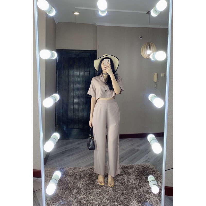 ZENAYA SET SETEL281 SETELAN BAJU CROP DAN CELANA PANJANG KULOT BUSUI SETEL281-6