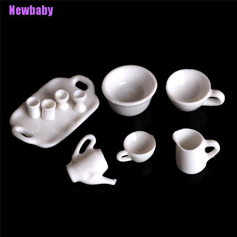 (Newbaby) 10pcs / Set Miniatur Peralatan Minum Teh Untuk Rumah Boneka