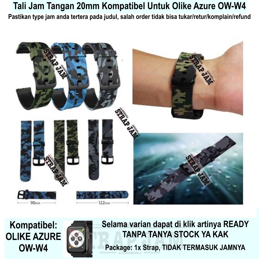 CAMO Tali Jam Tangan Olike Azure OW-W4 - Strap Army 20mm Rubber Silikon